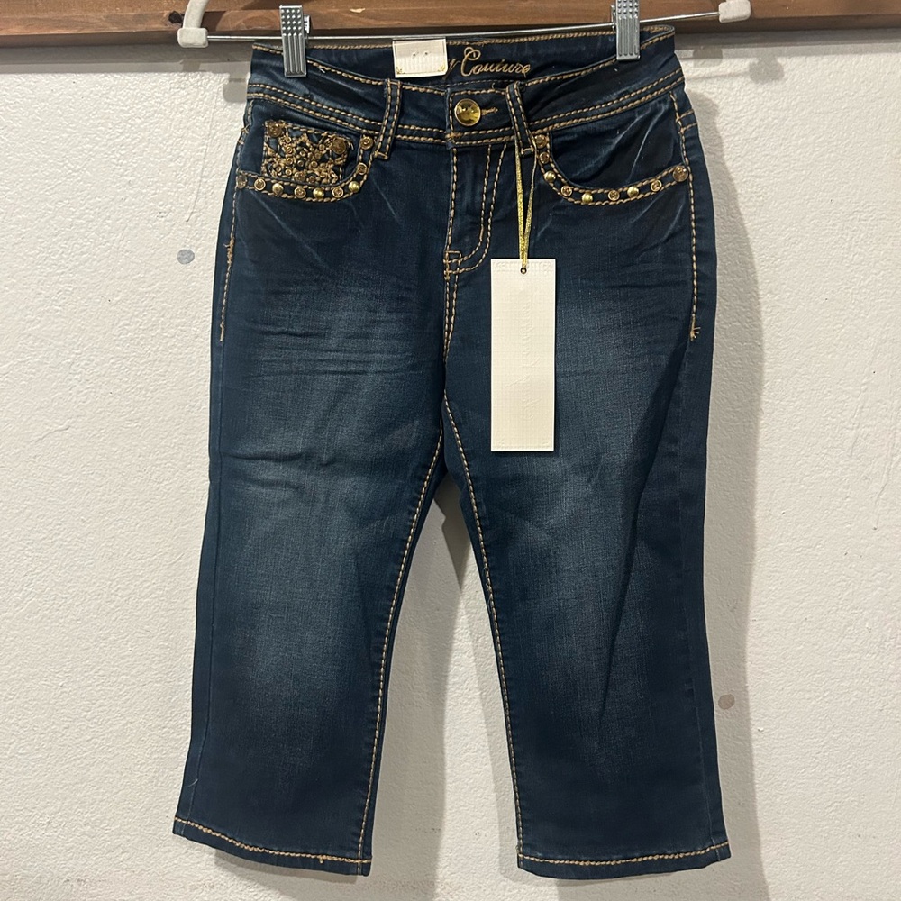 Sexy Couture Women Jeans Style Pull Up Casual Capri Pants Pockets Size 1 (1463)